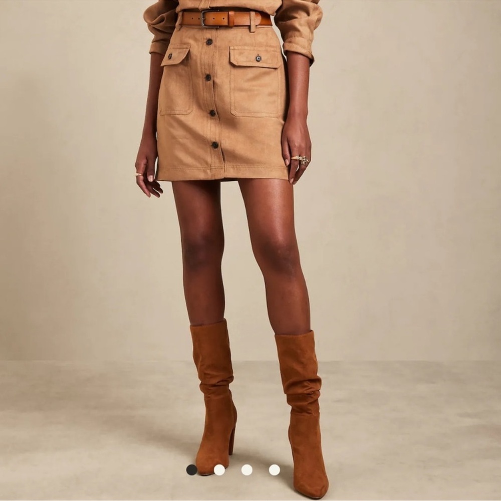 Banana Republic Tan Button-Front Mini Skirt 2